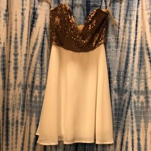 Gold and cream sequin mini dress
